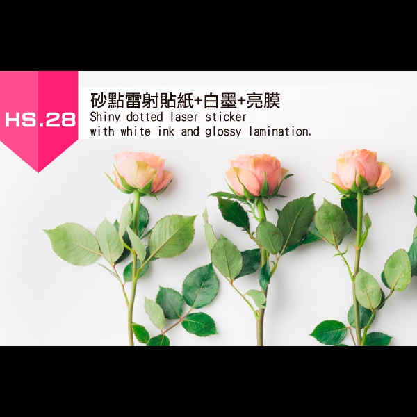 28.砂點雷射貼紙+白墨+亮膜(圖片無法表達請親臨觀賞)